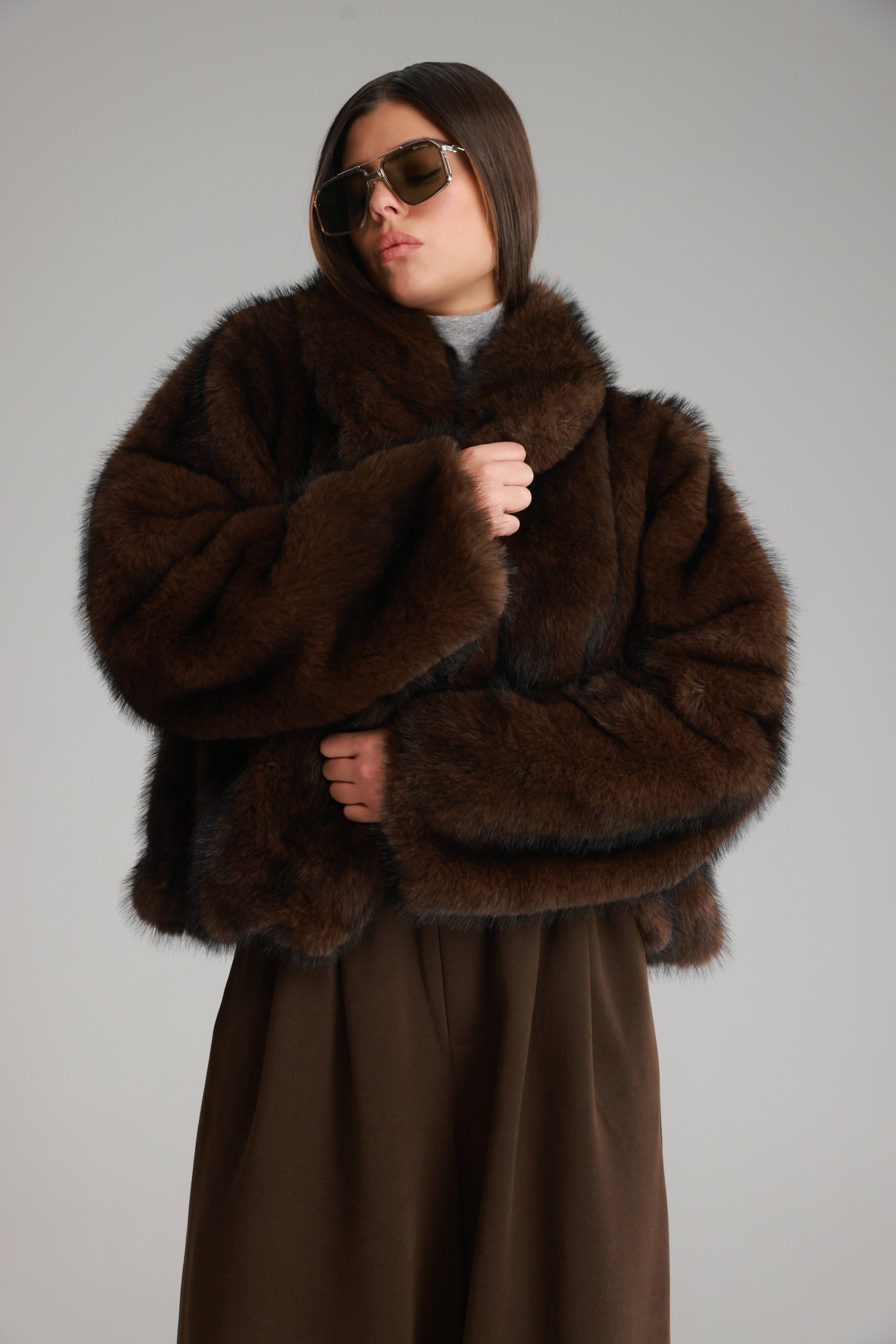 מעיל טדי חום כהה