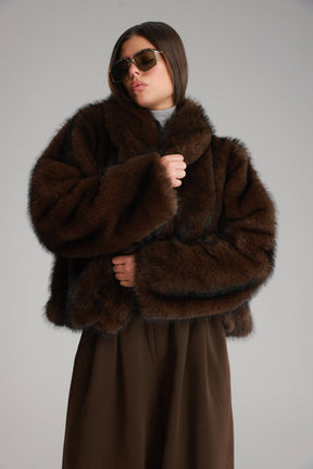 מעיל טדי חום כהה