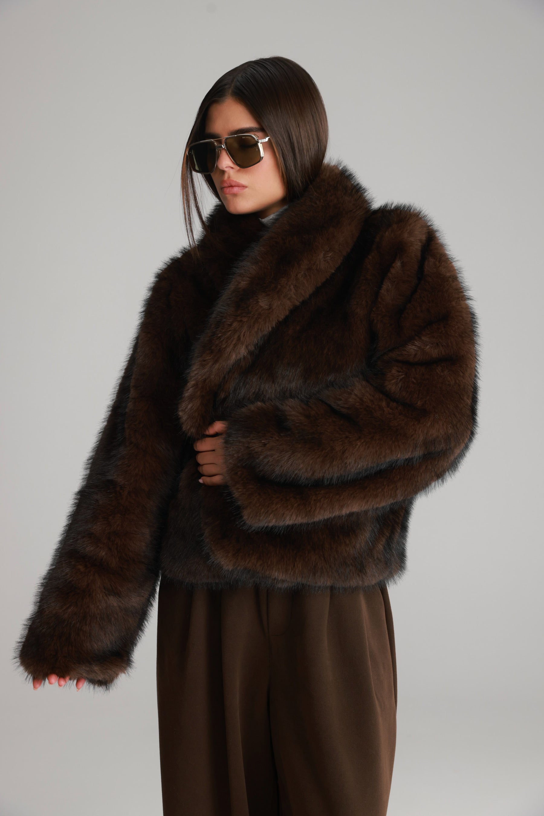 מעיל טדי חום כהה