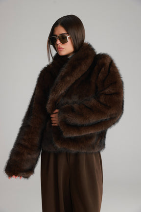 מעיל טדי חום כהה