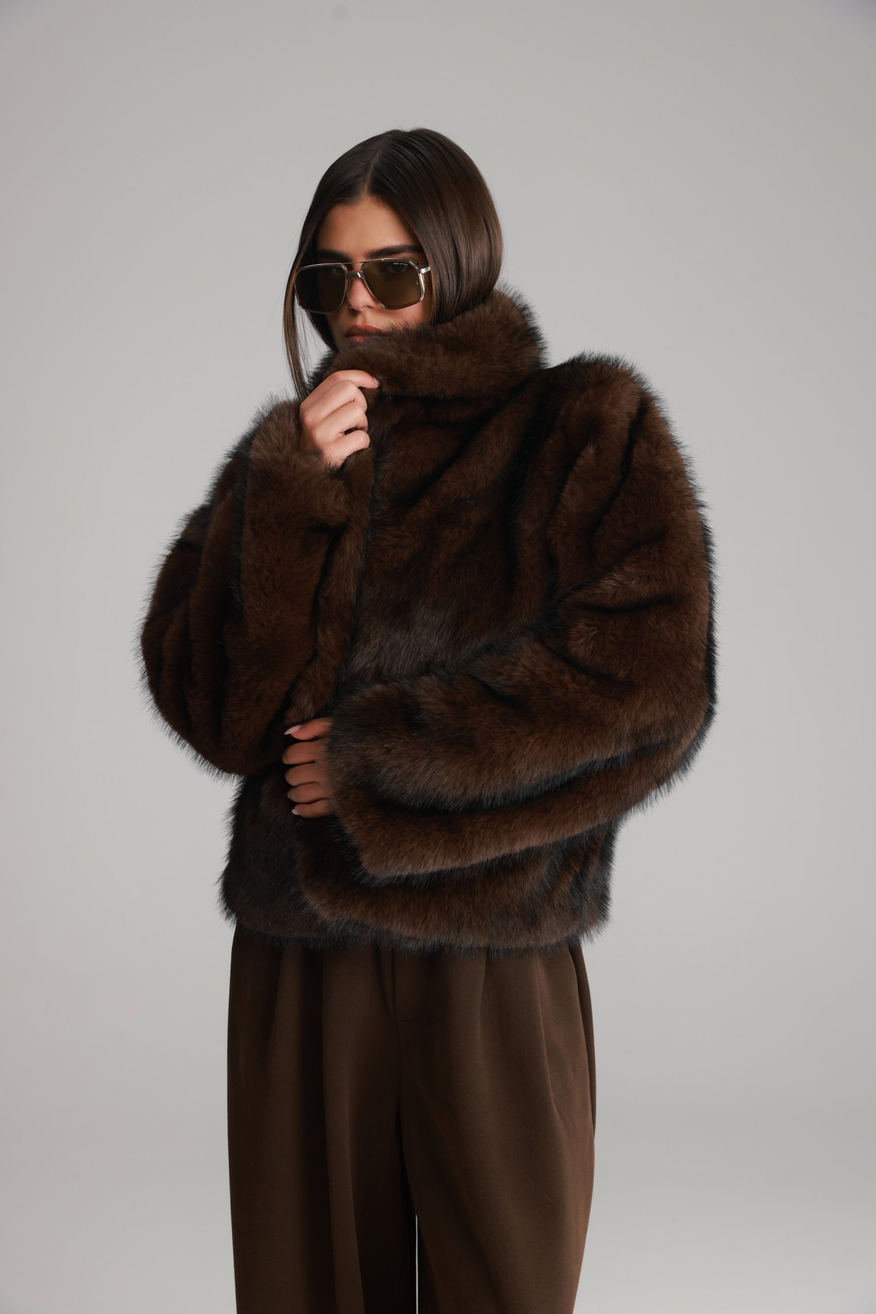 מעיל טדי חום כהה