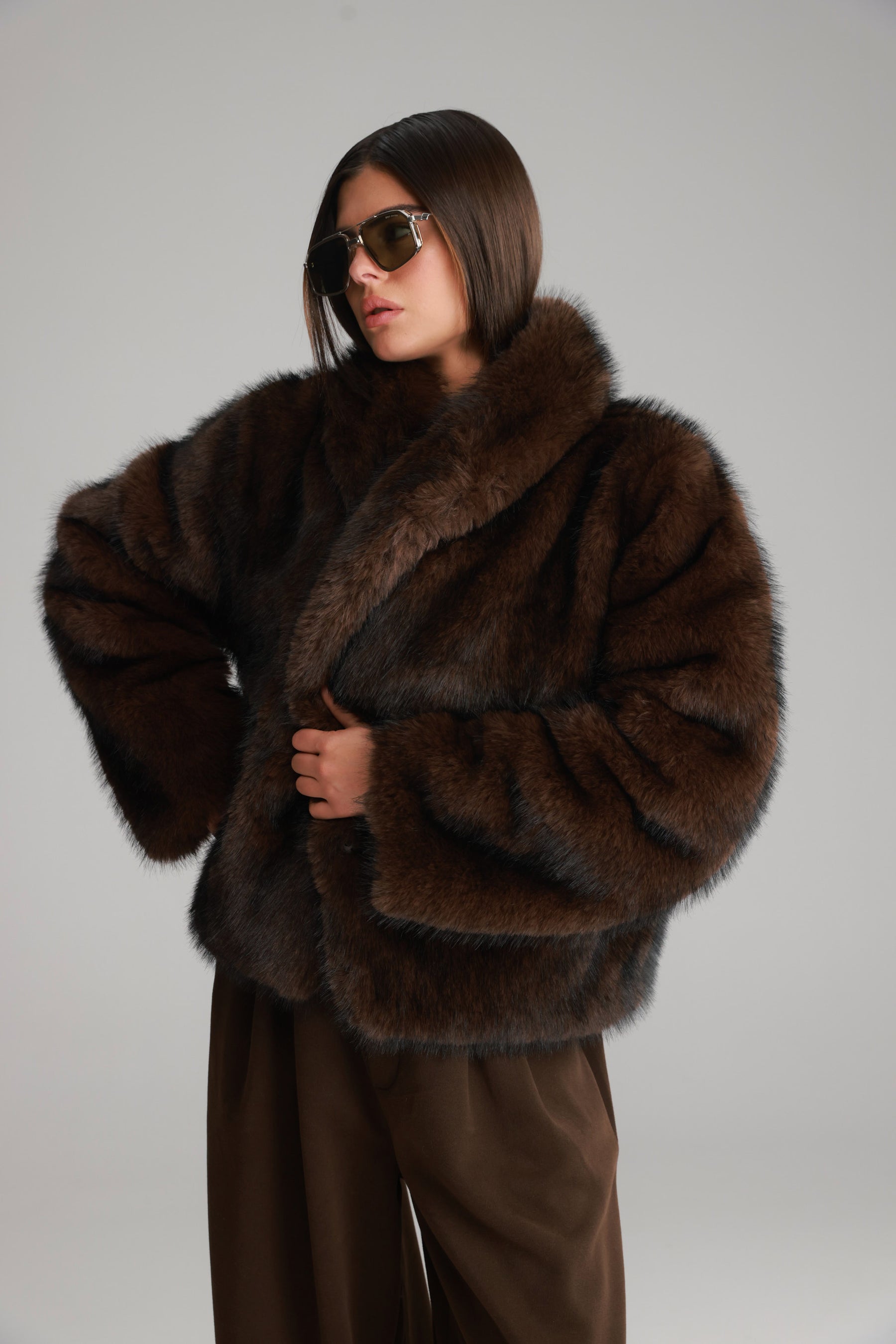 מעיל טדי חום כהה