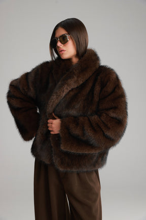 מעיל טדי חום כהה