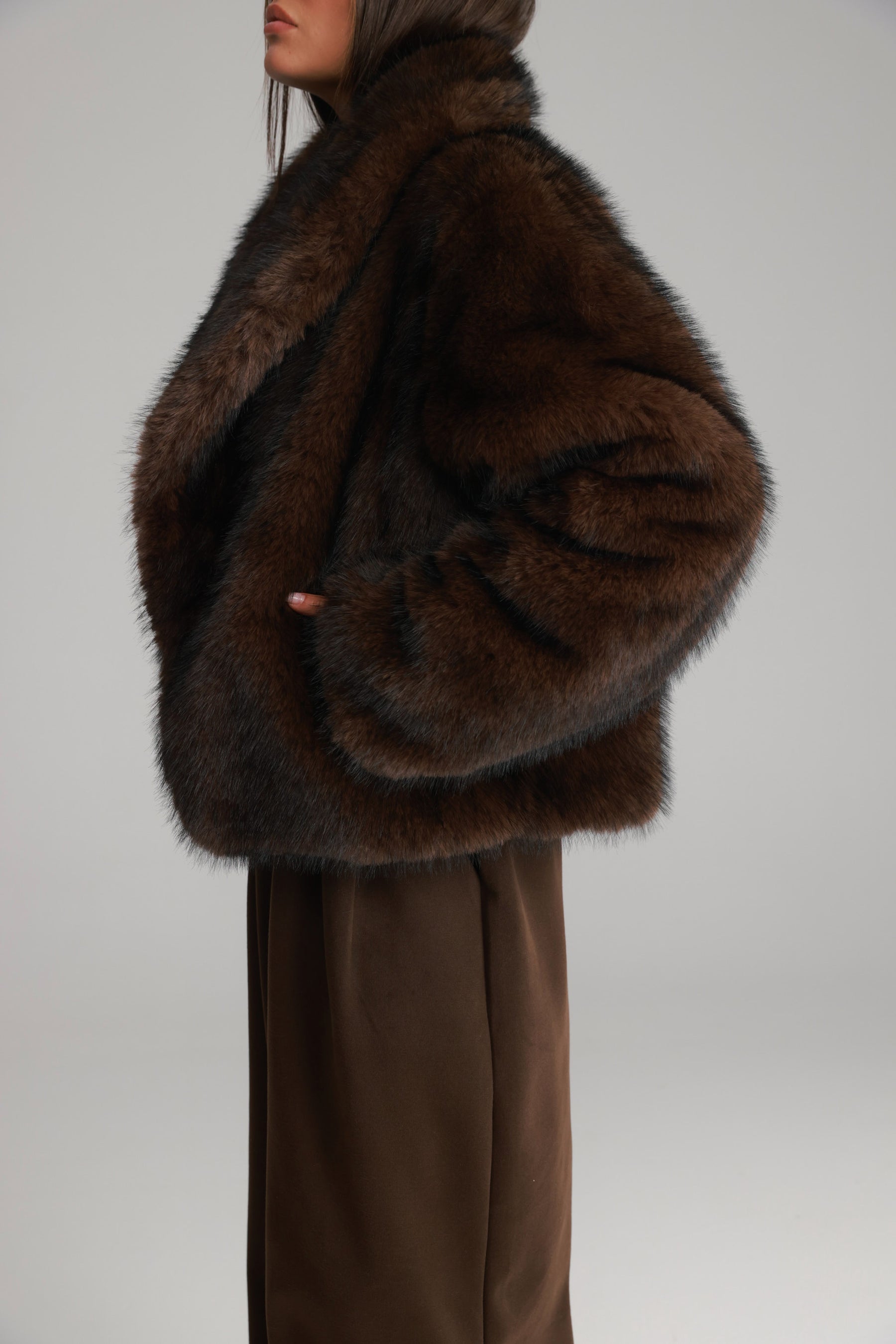 מעיל טדי חום כהה