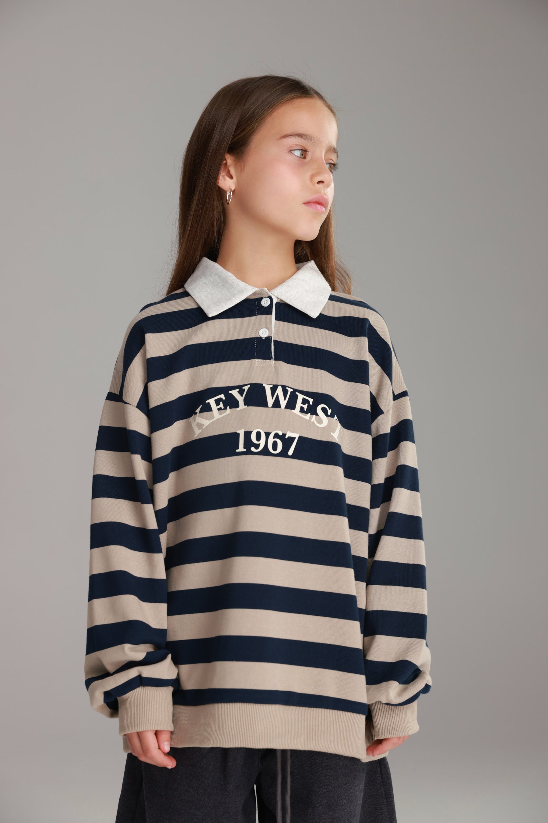 סוויטשירט קוני פסים בז'/נייבי