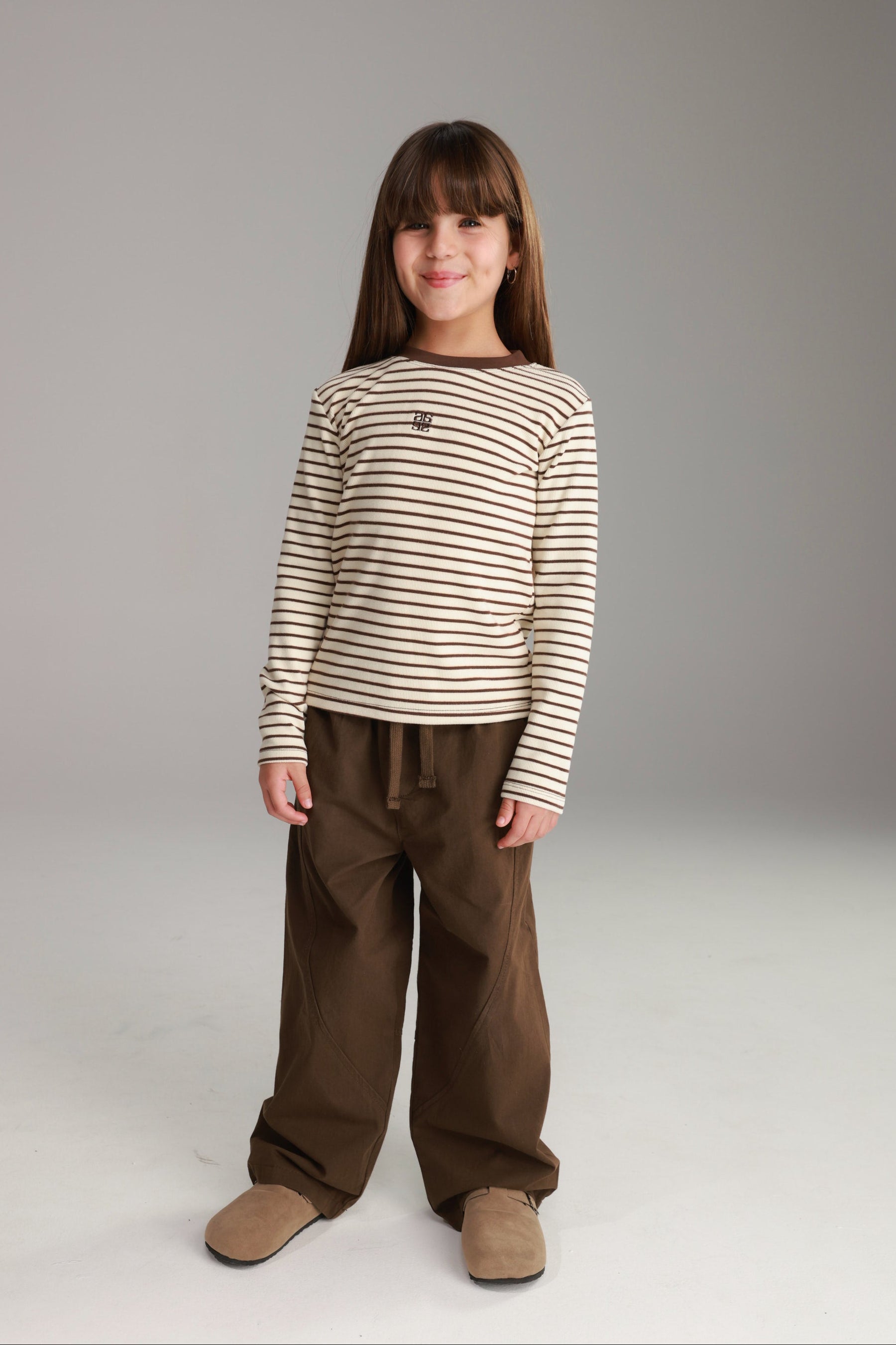 חולצת ג'ייד פסים שמנת/חום