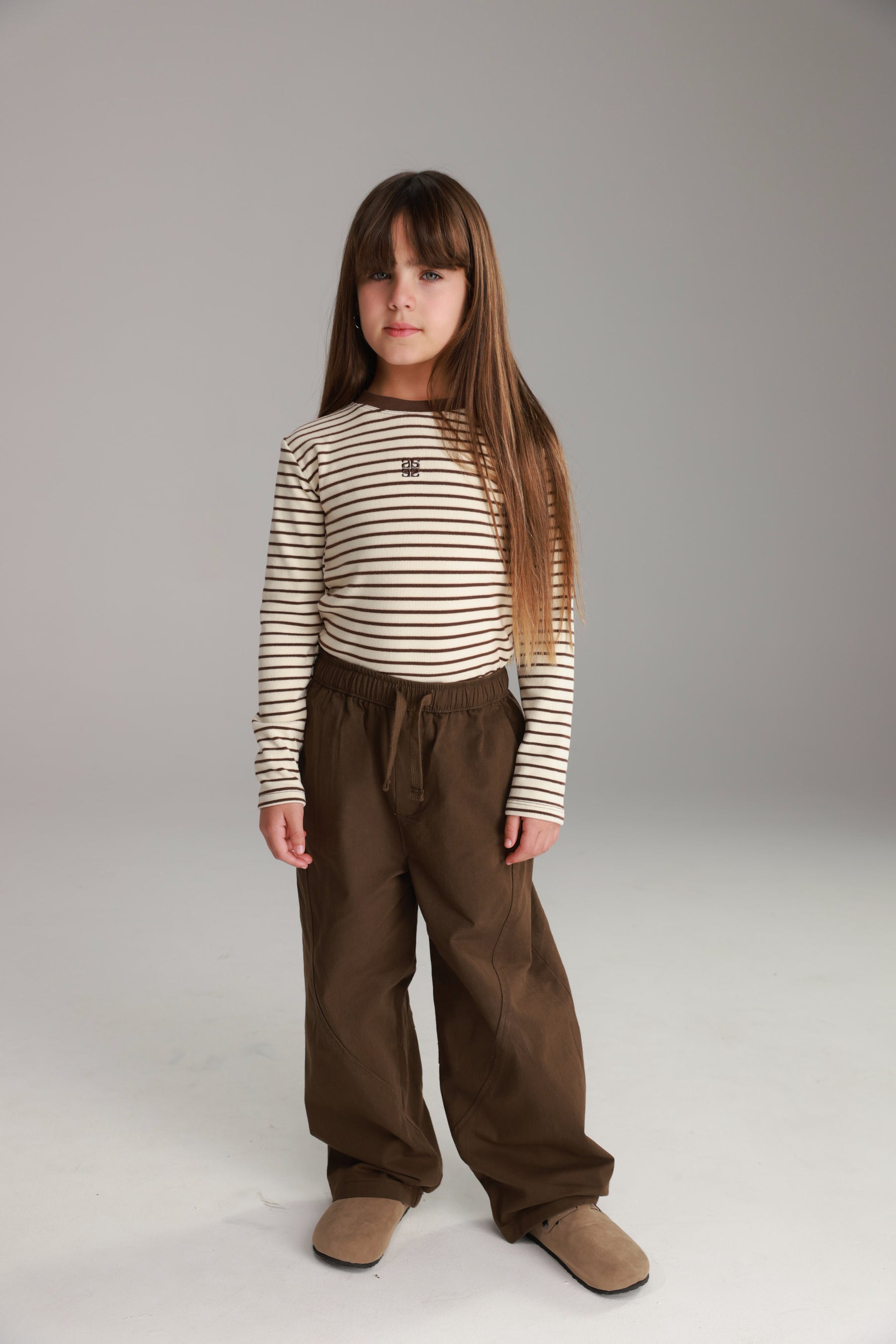 חולצת ג'ייד פסים שמנת/חום