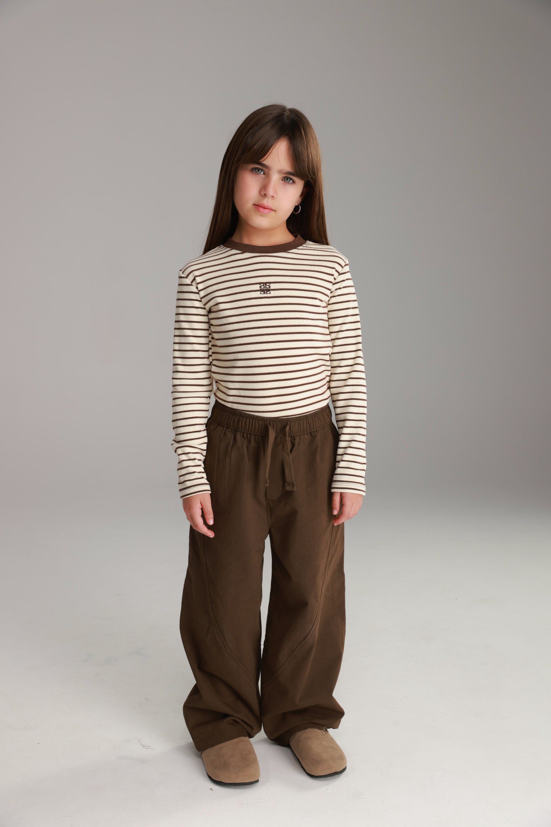 חולצת ג'ייד פסים שמנת/חום