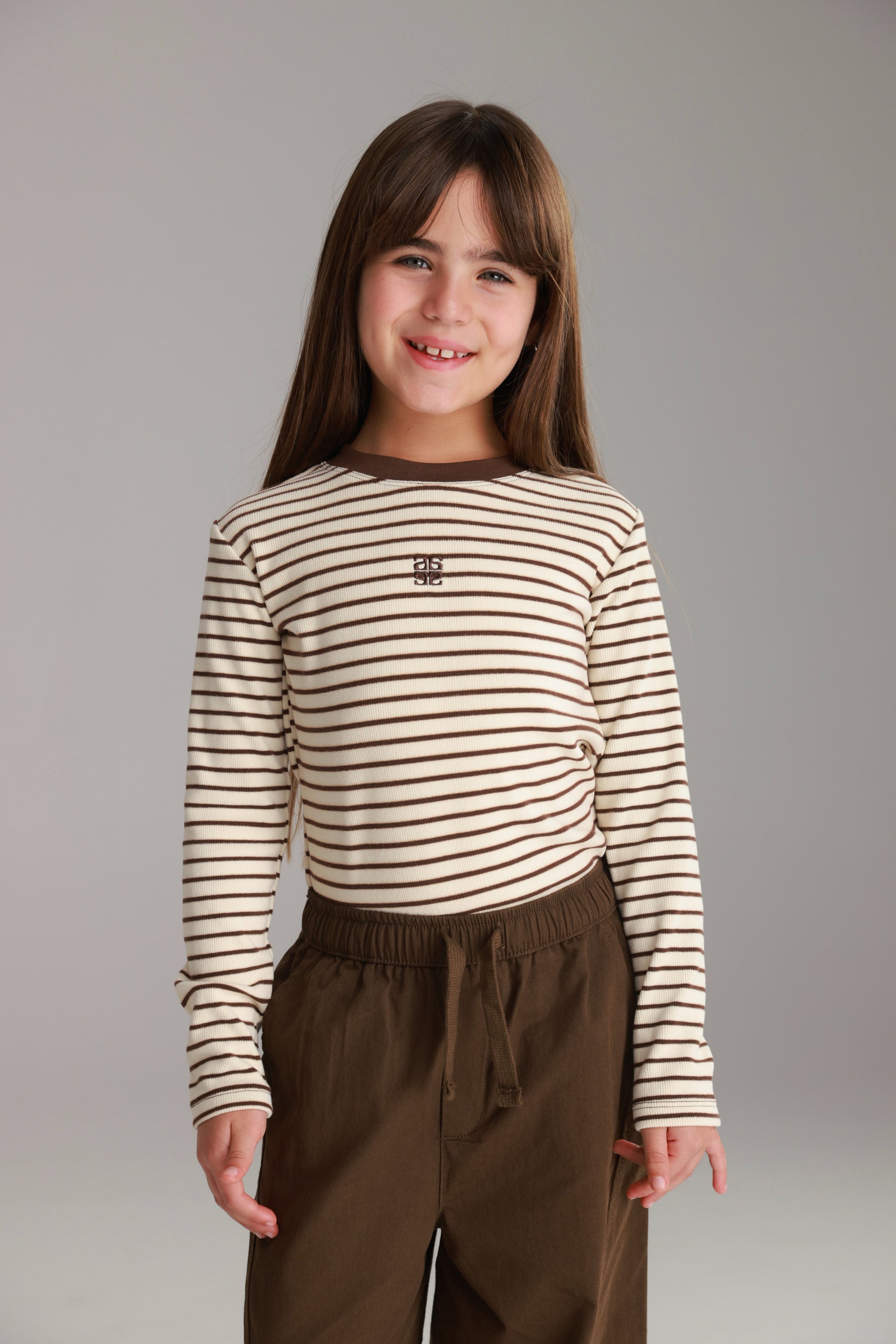 חולצת ג'ייד פסים שמנת/חום