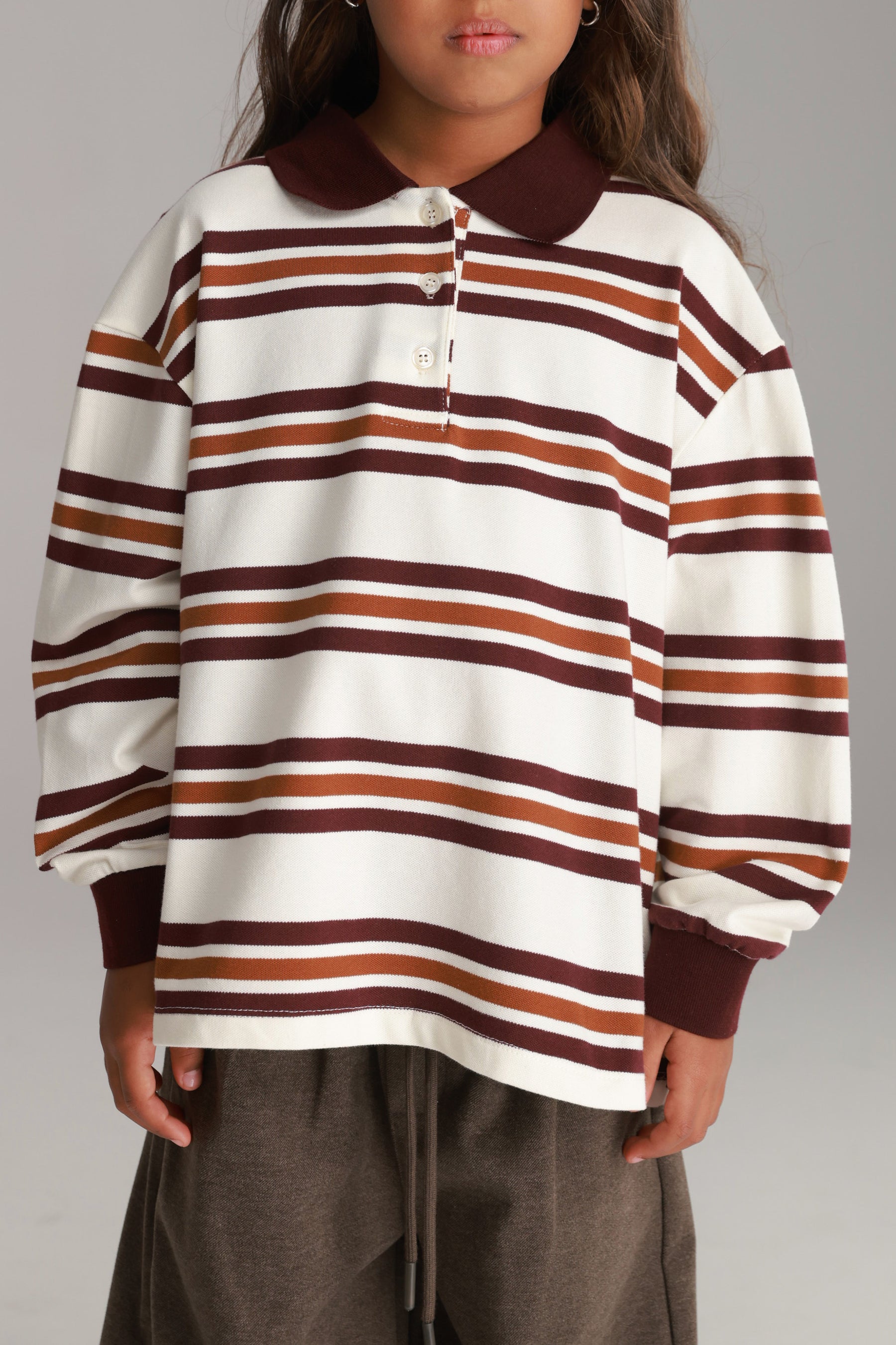 חולצת לורה פסים לבן/בורדו