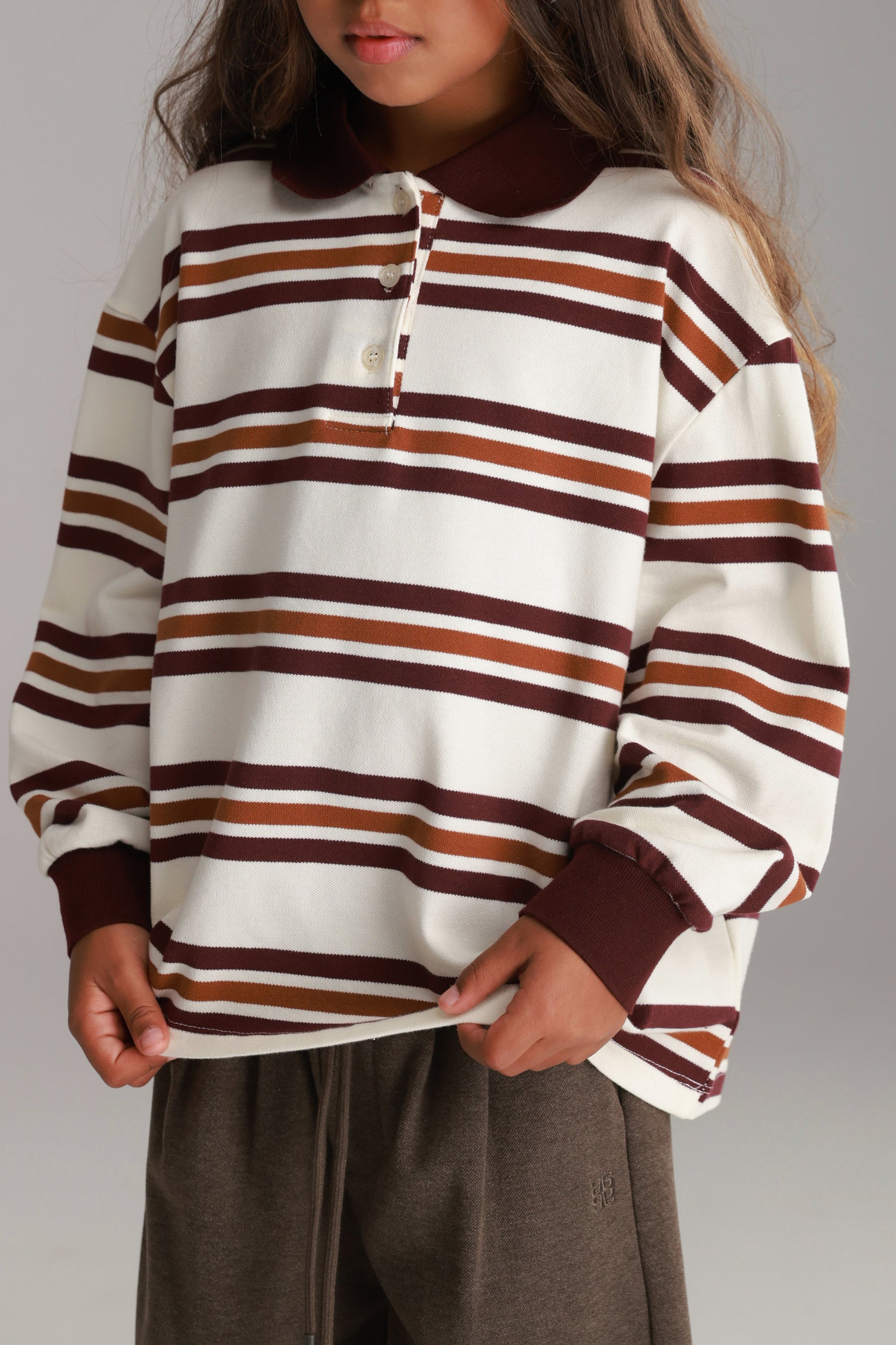 חולצת לורה פסים לבן/בורדו