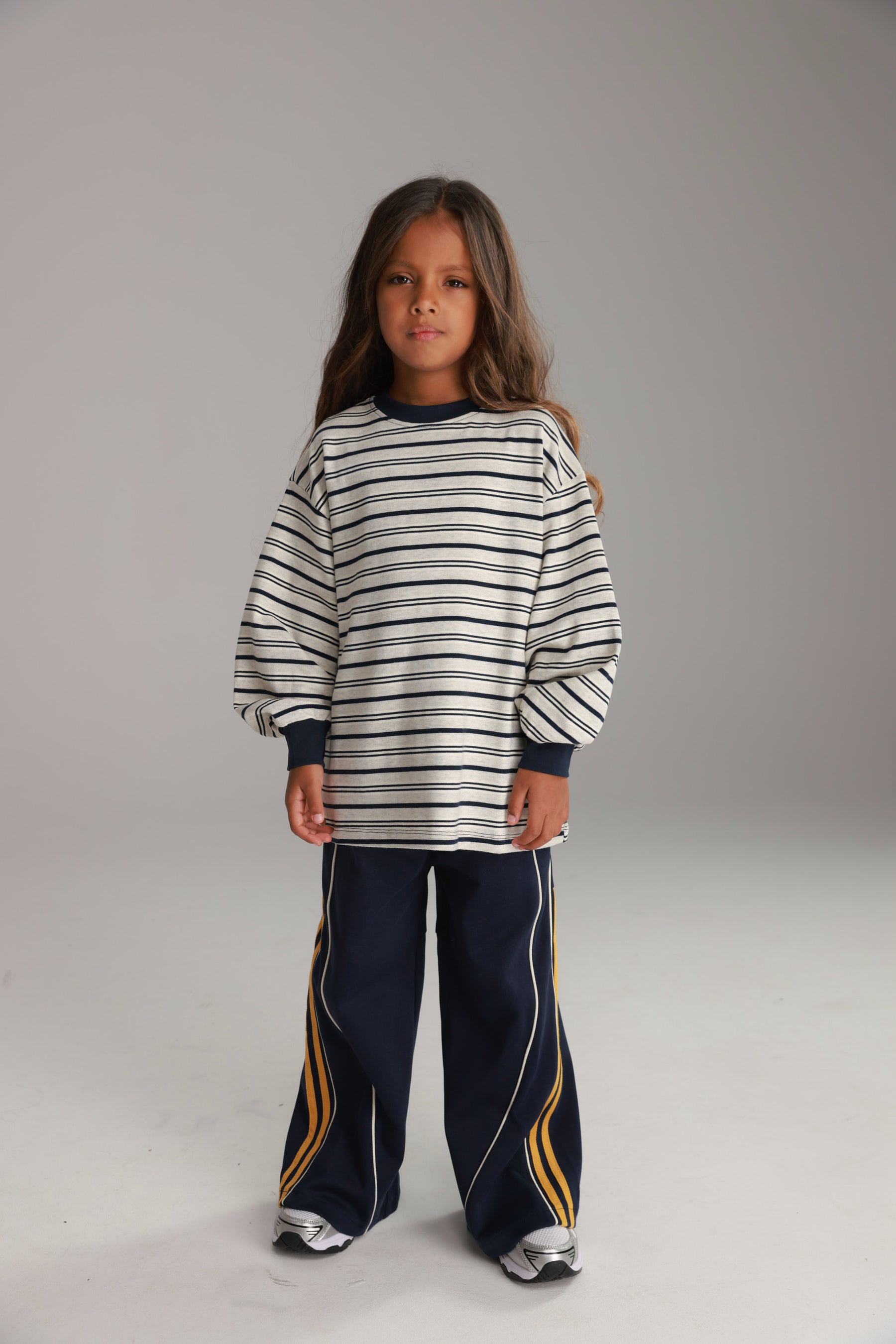 חולצת אווה אפור/נייבי