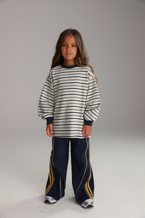 חולצת אווה אפור/נייבי