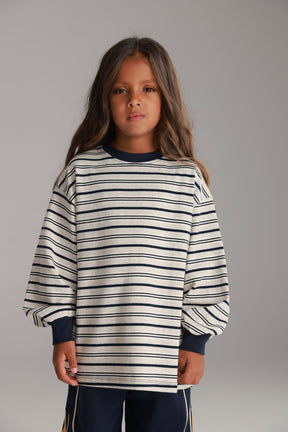 חולצת אווה אפור/נייבי