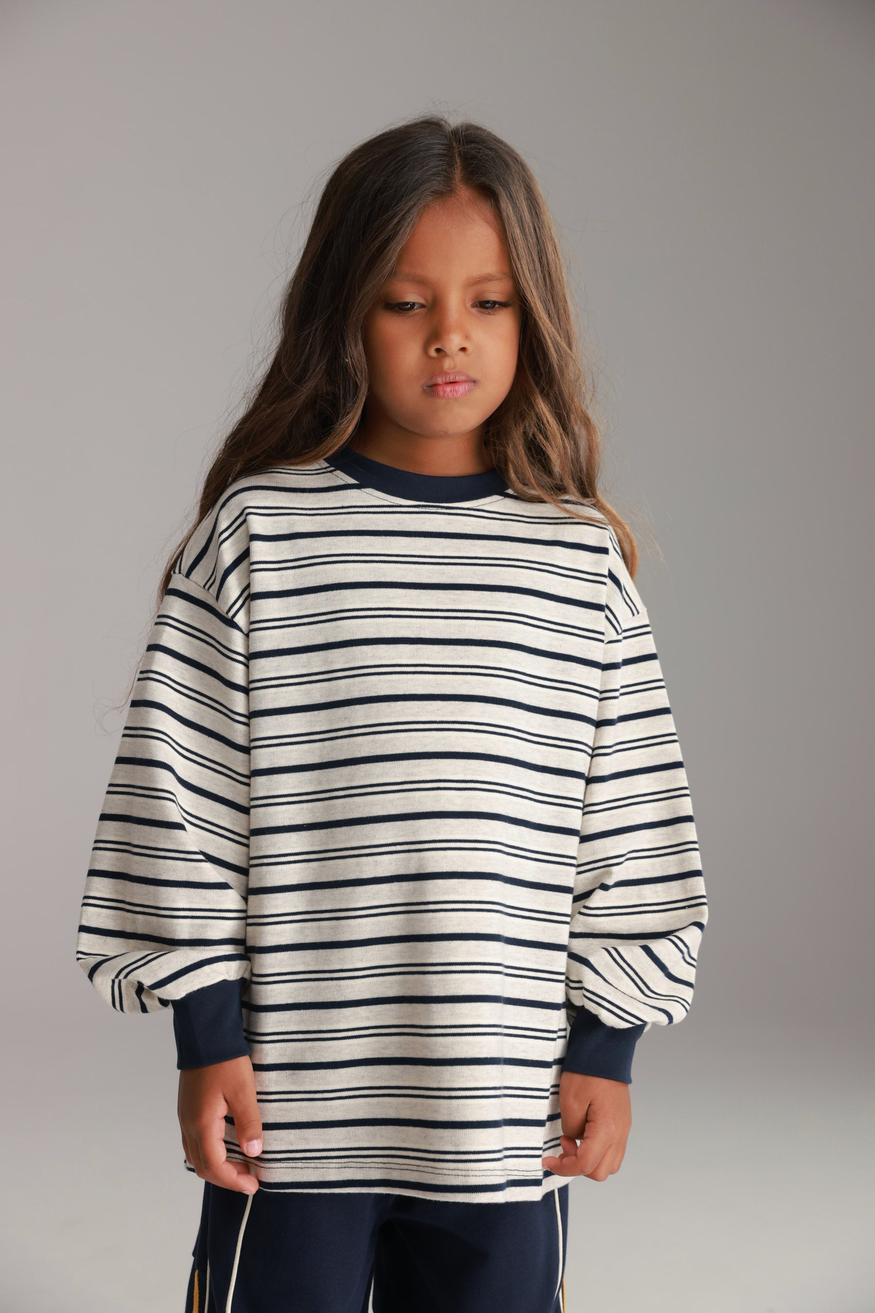 חולצת אווה אפור/נייבי