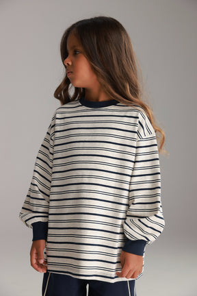 חולצת אווה אפור/נייבי