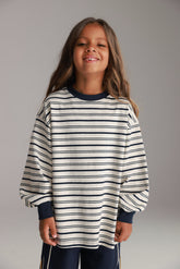 חולצת אווה אפור/נייבי