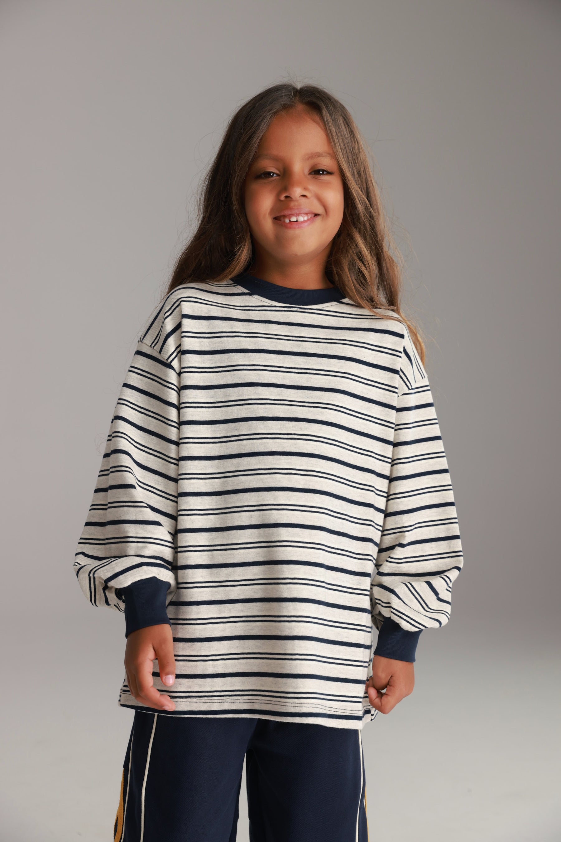 חולצת אווה אפור/נייבי