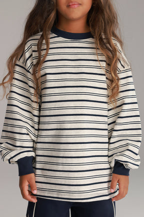 חולצת אווה אפור/נייבי