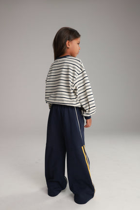 חולצת אווה אפור/נייבי