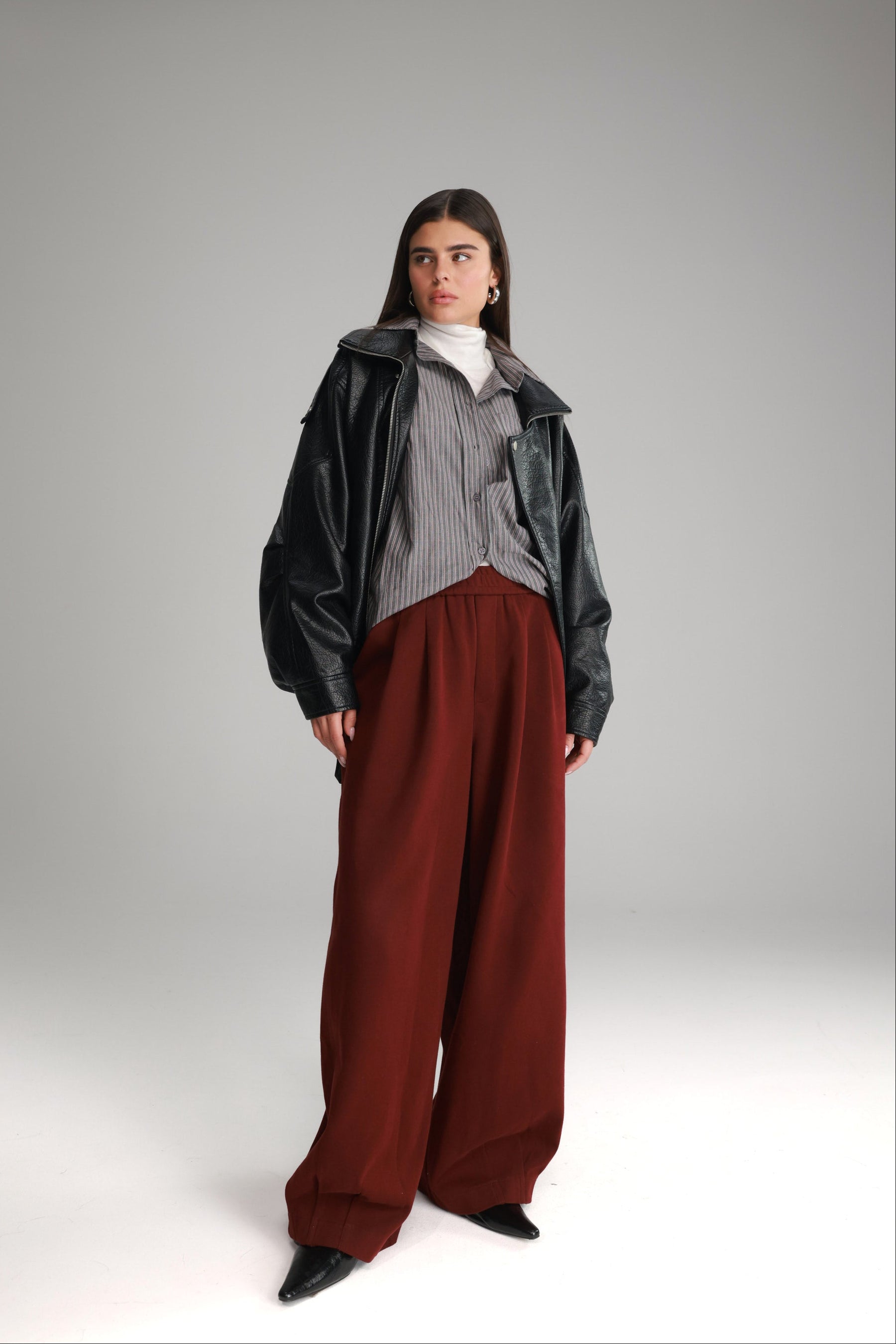 חולצת מקס מכופתרת אפורה