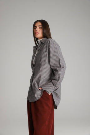 חולצת מקס מכופתרת אפורה