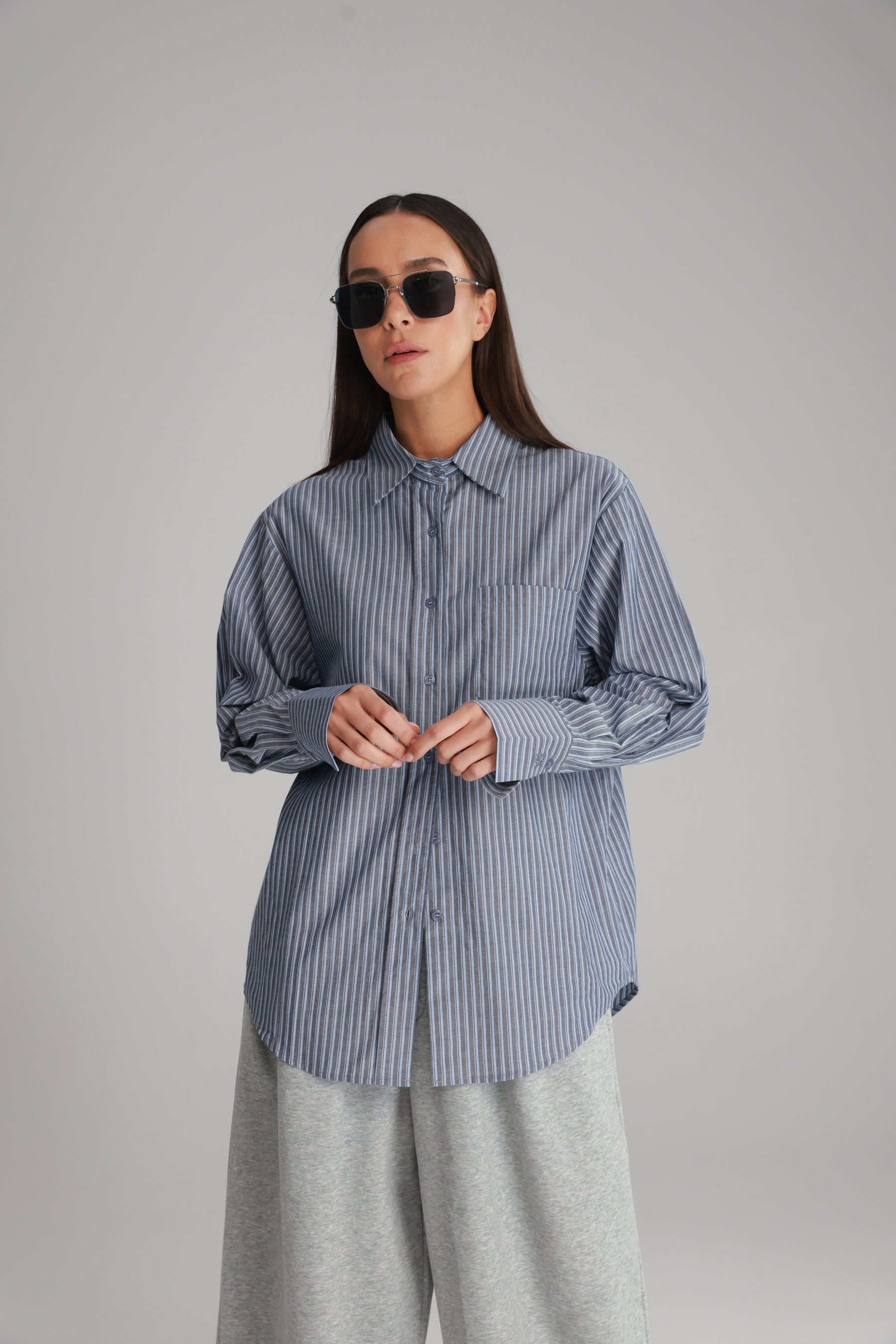 חולצת מקס מכופתרת נייבי