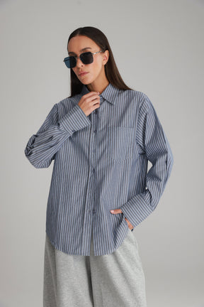 חולצת מקס מכופתרת נייבי