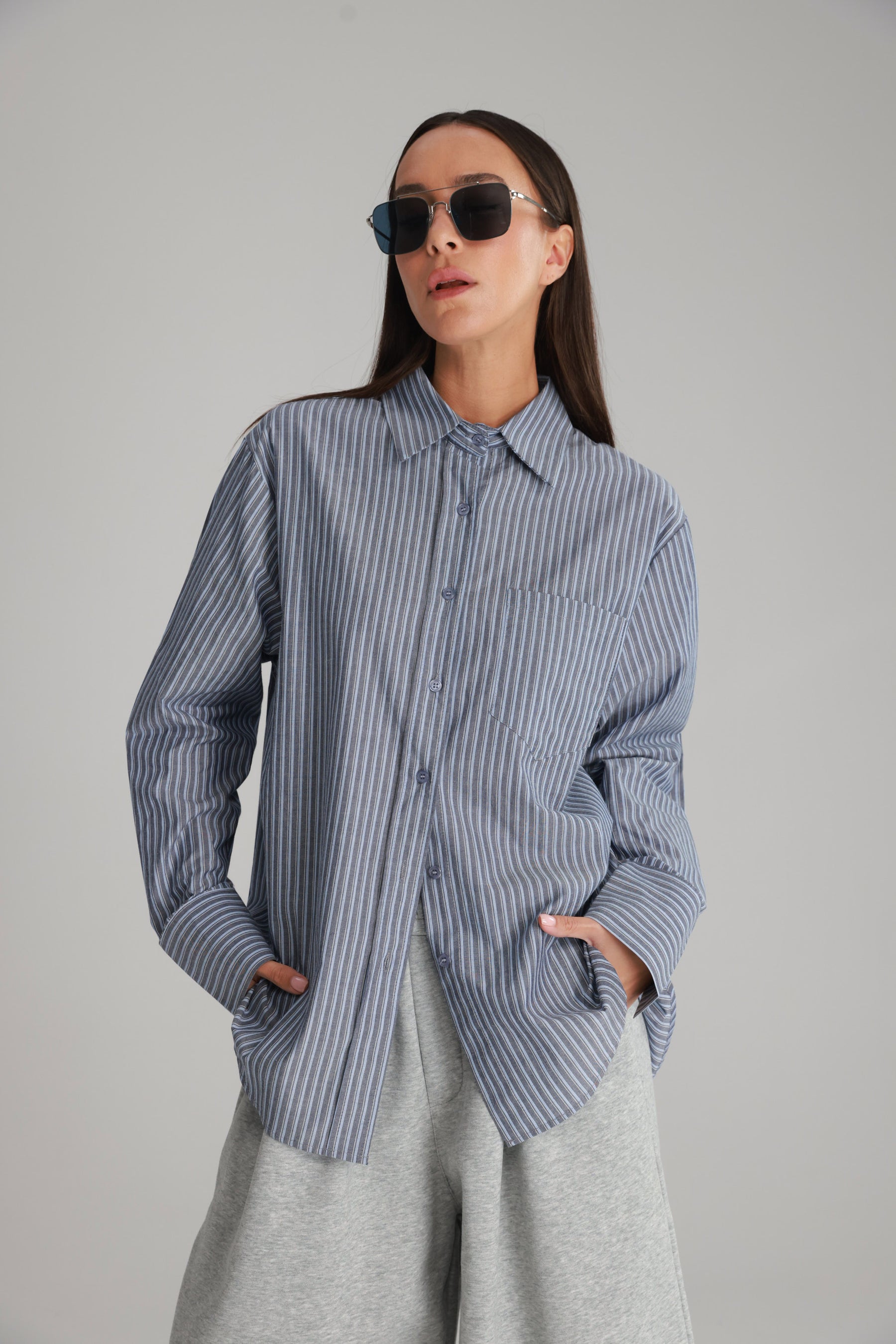 חולצת מקס מכופתרת נייבי