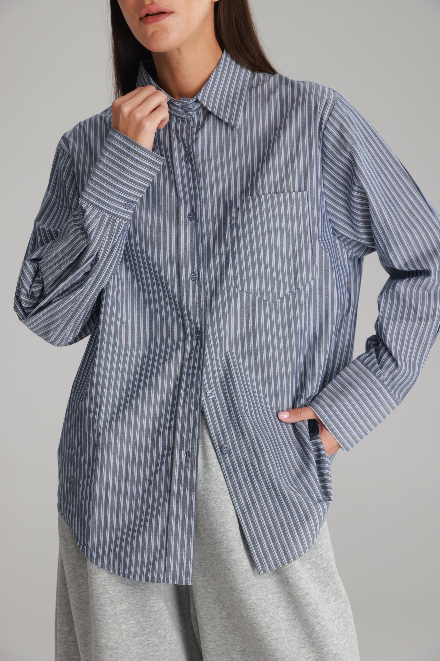 חולצת מקס מכופתרת נייבי