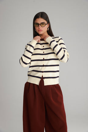 סריג אוסטין שמנת/נייבי