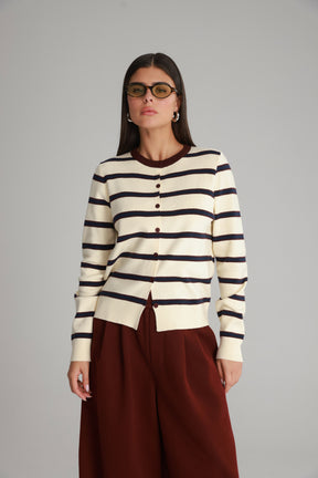 סריג אוסטין שמנת/נייבי