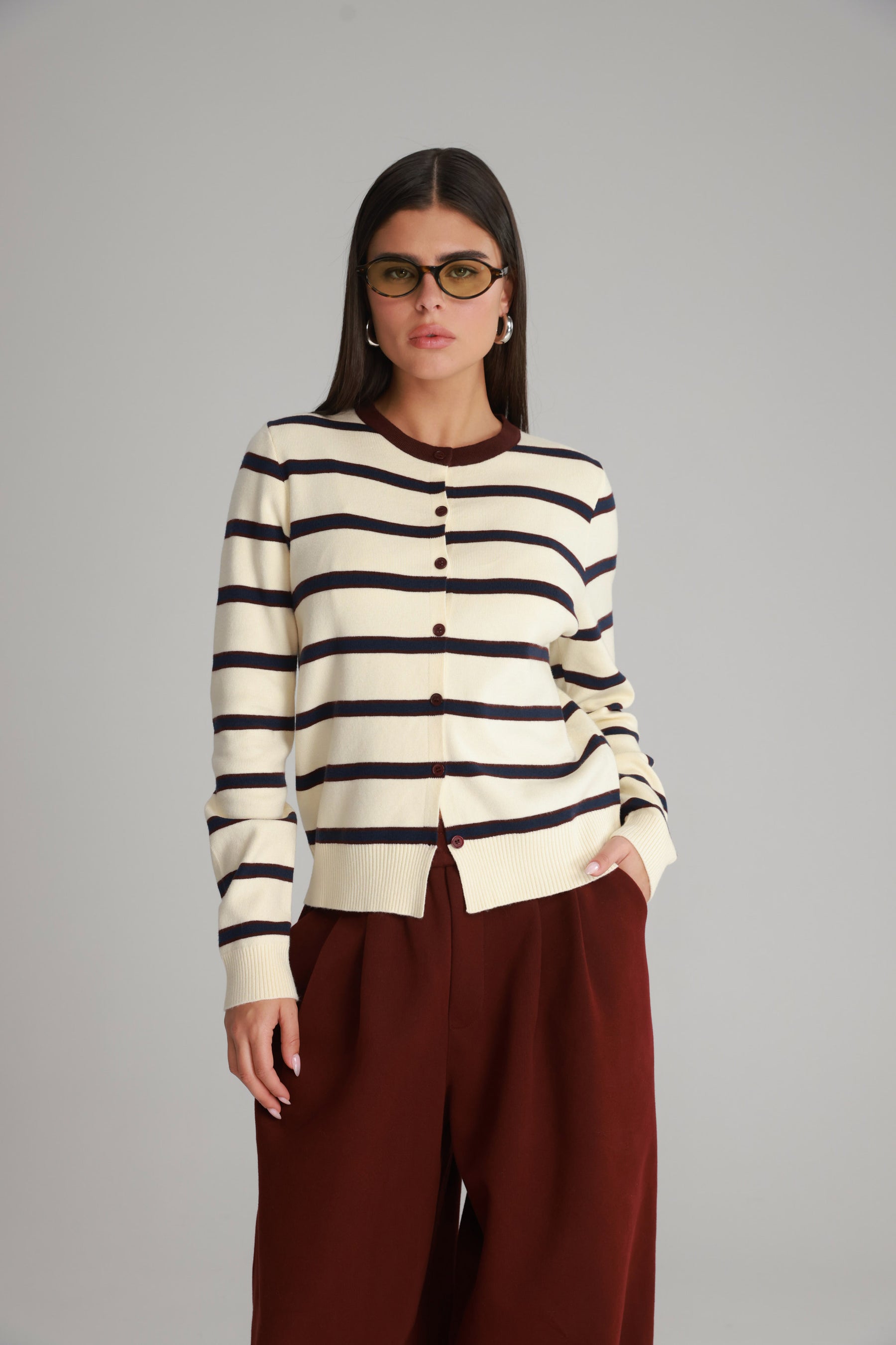 סריג אוסטין שמנת/נייבי