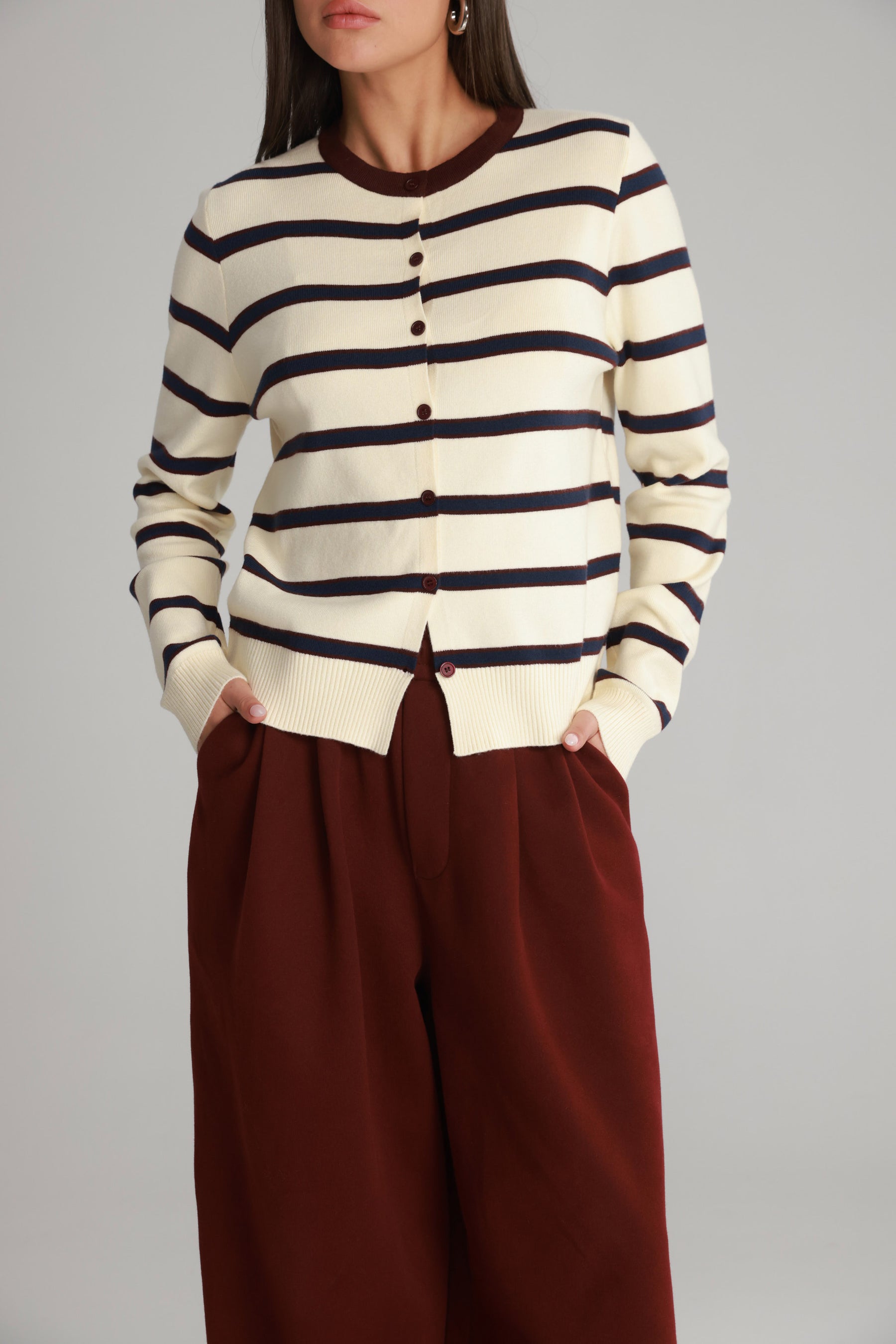 סריג אוסטין שמנת/נייבי