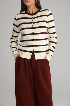 סריג אוסטין שמנת/נייבי