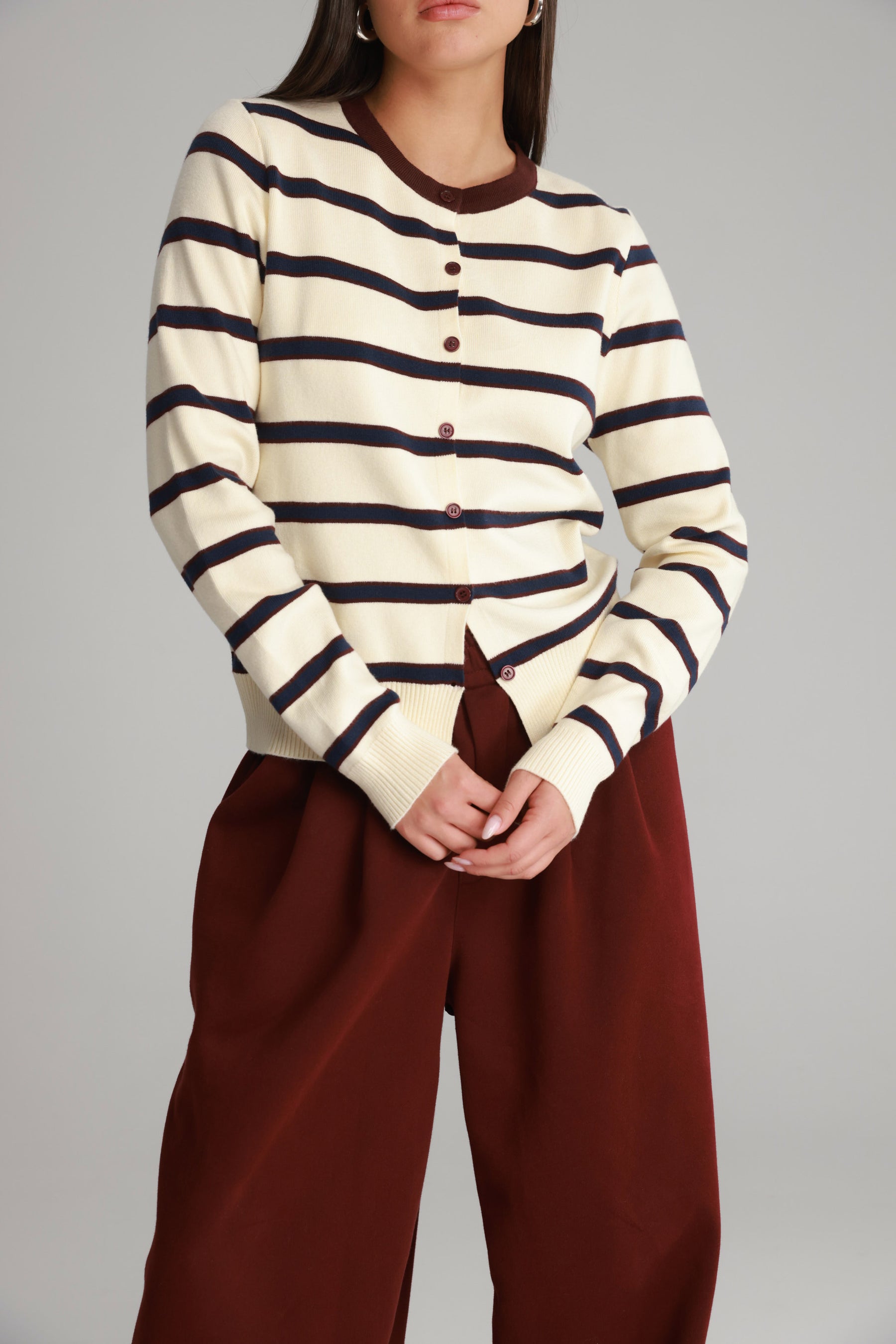 סריג אוסטין שמנת/נייבי