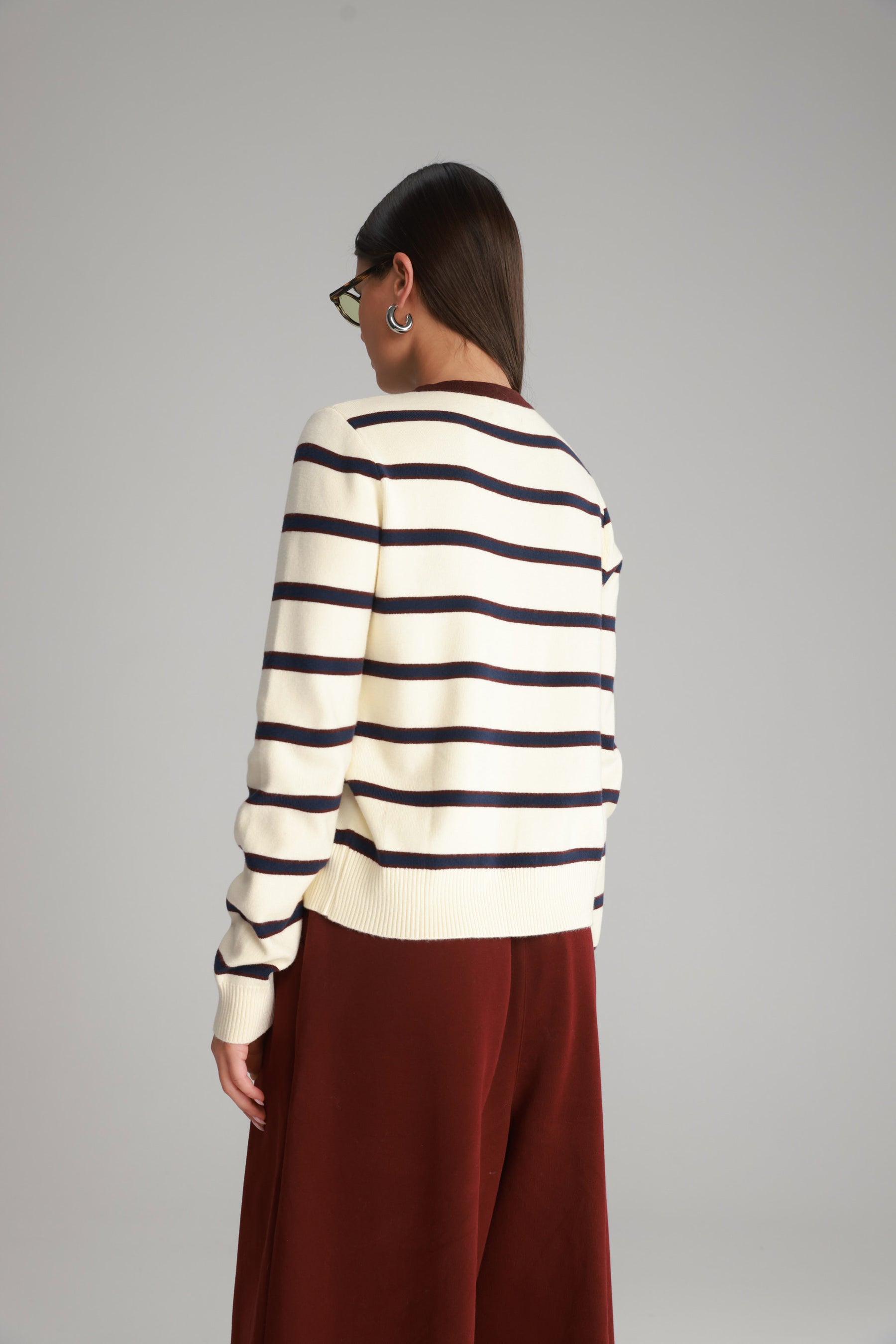 סריג אוסטין שמנת/נייבי