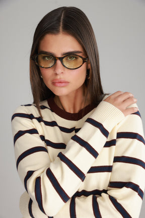 סריג אוסטין שמנת/נייבי