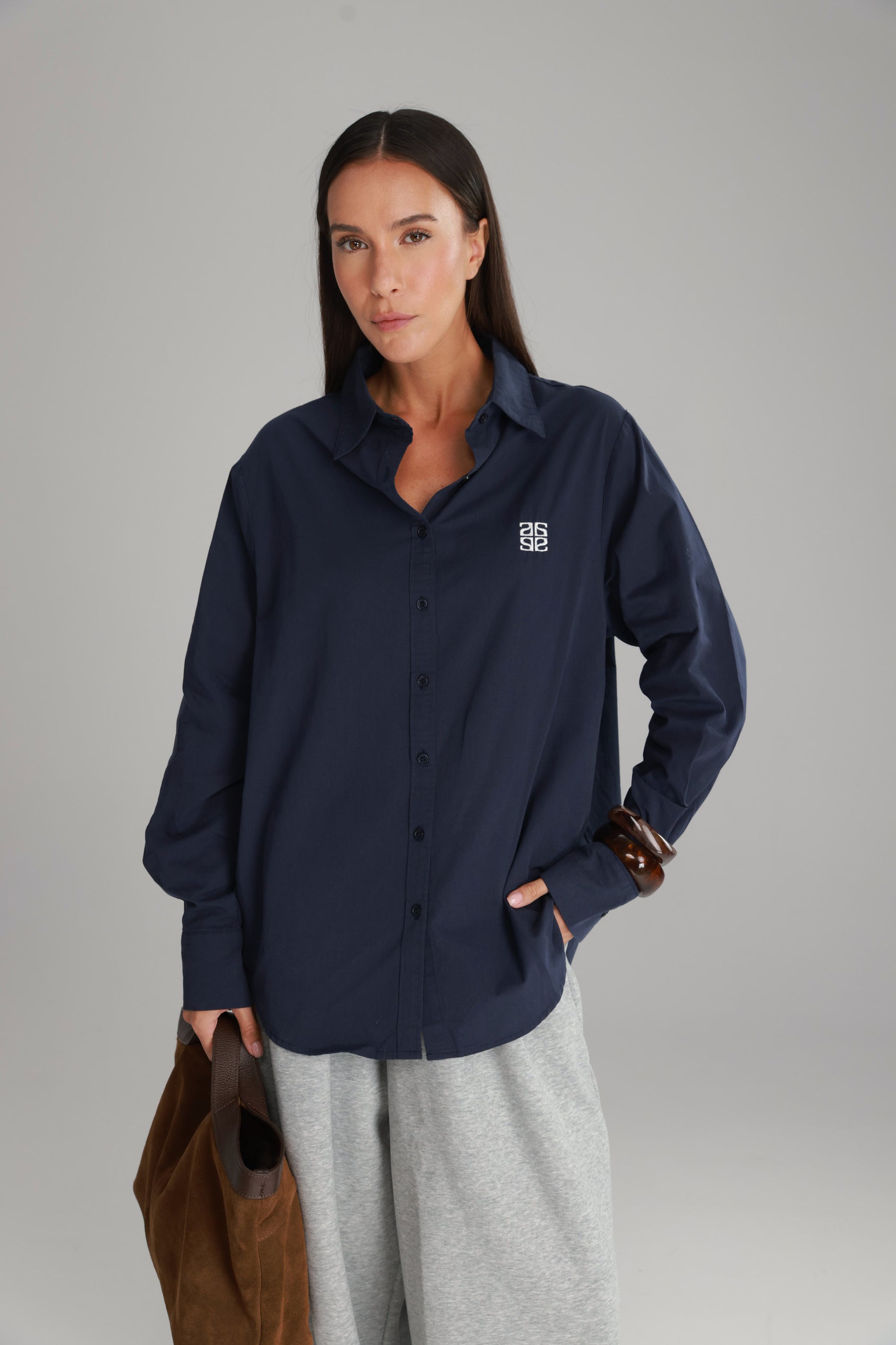 חולצת תיאו מכופתרת נייבי