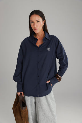 חולצת תיאו מכופתרת נייבי