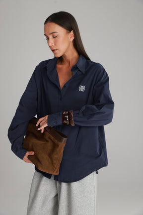 חולצת תיאו מכופתרת נייבי