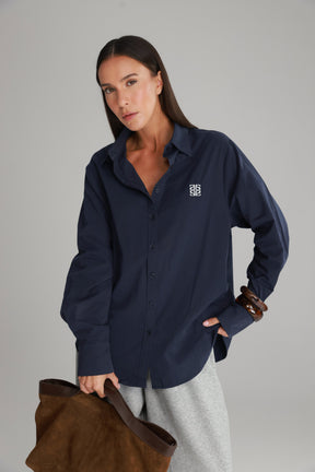 חולצת תיאו מכופתרת נייבי