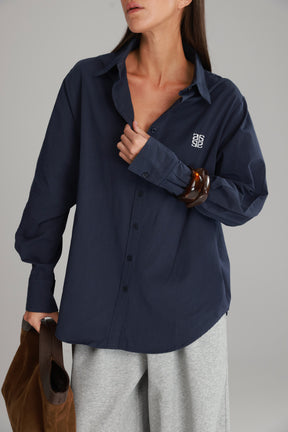 חולצת תיאו מכופתרת נייבי