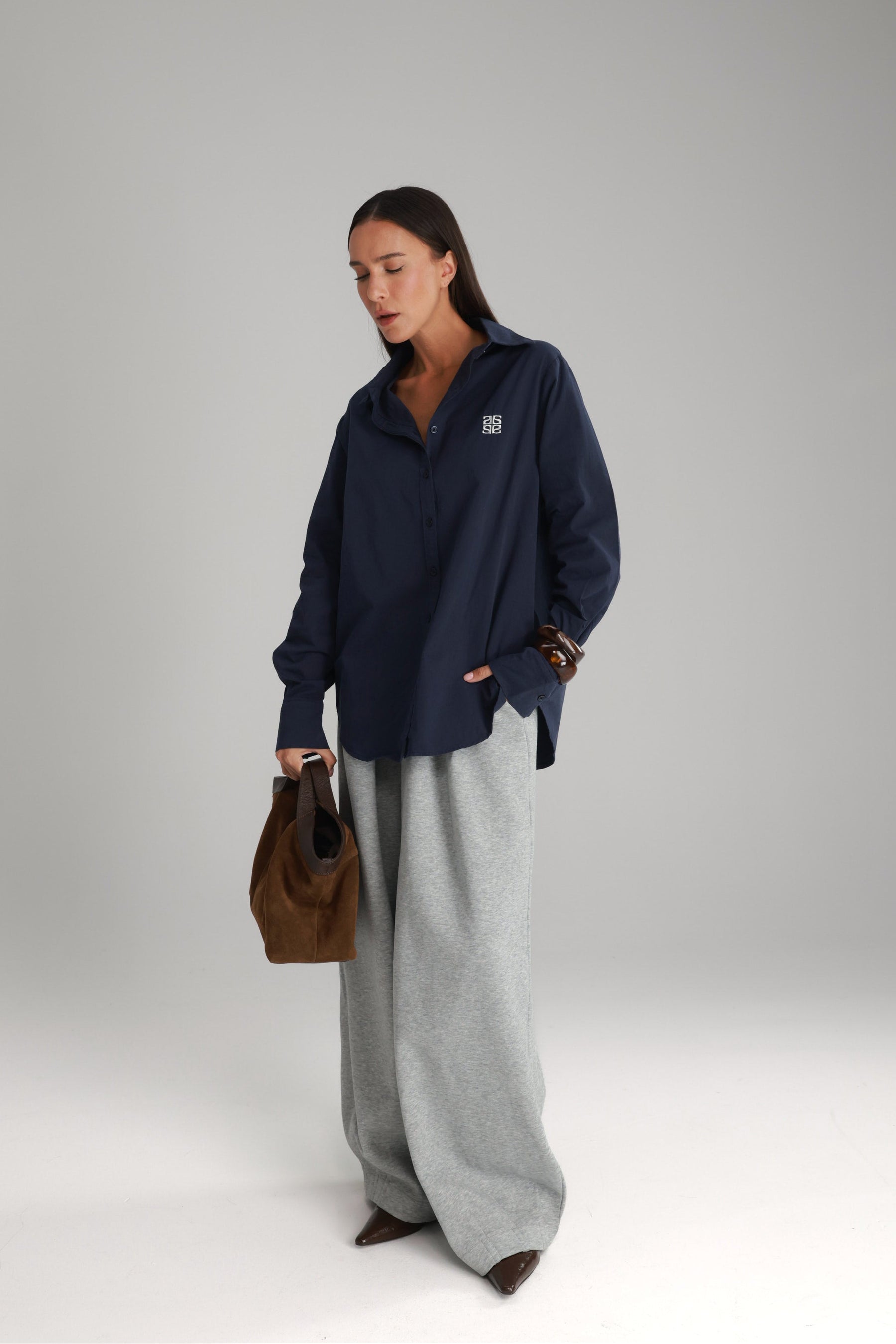 חולצת תיאו מכופתרת נייבי