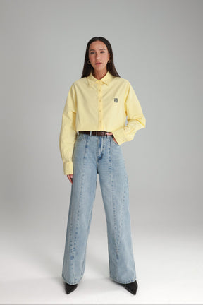 חולצת תיאו מכופתרת צהובה