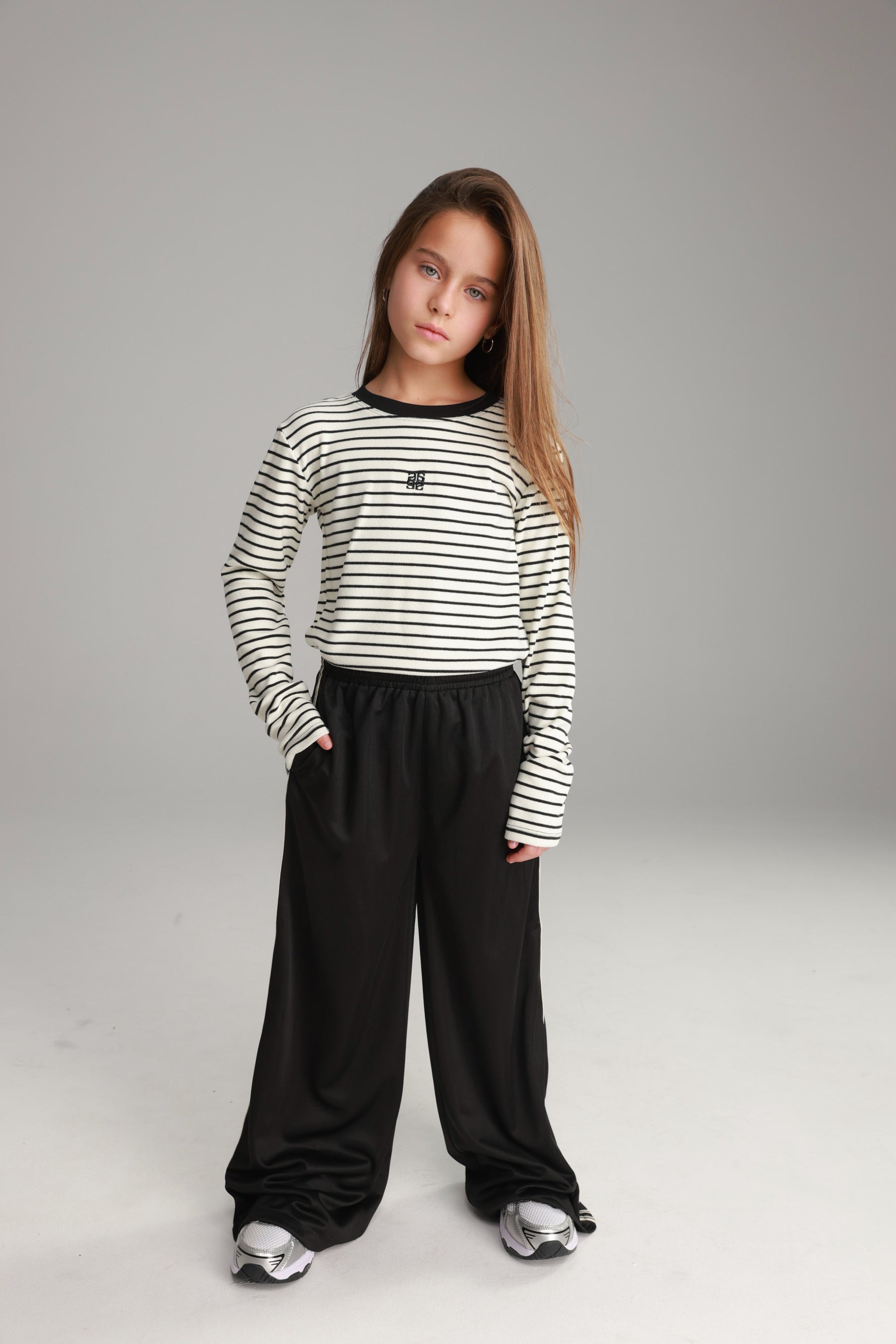 חולצת ג'ייד פסים לבן/שחור