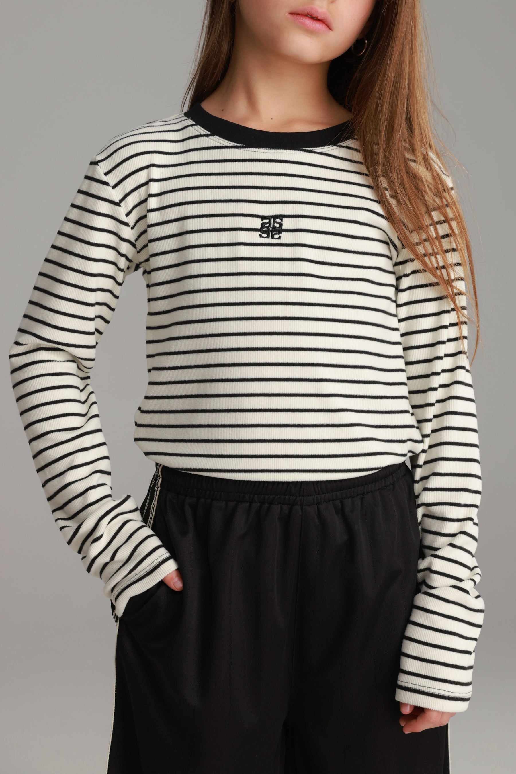 חולצת ג'ייד פסים לבן/שחור