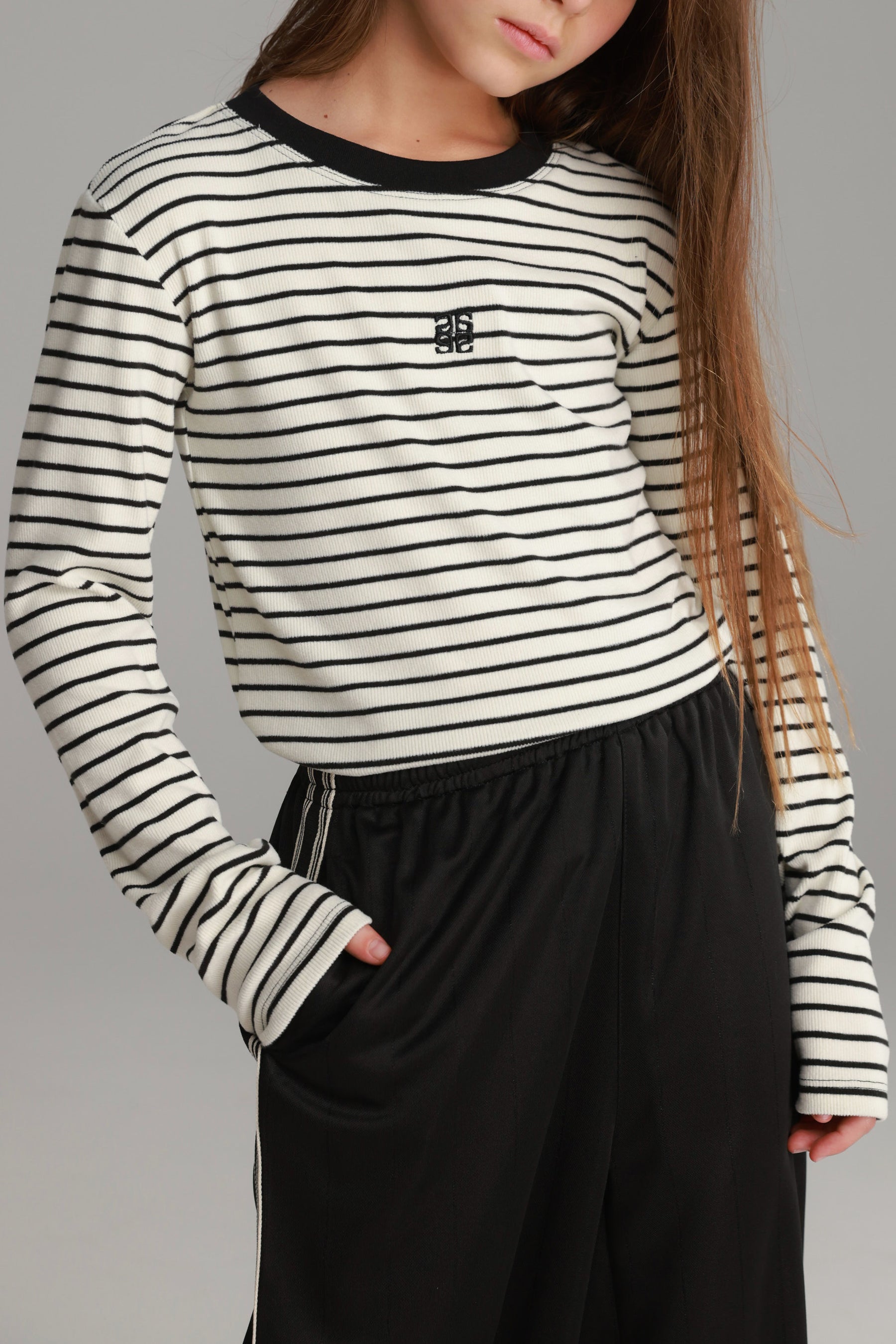 חולצת ג'ייד פסים לבן/שחור