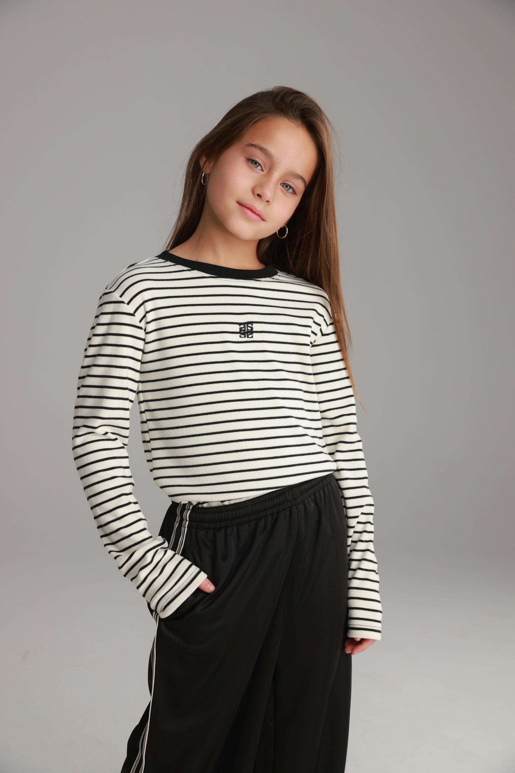 חולצת ג'ייד פסים לבן/שחור