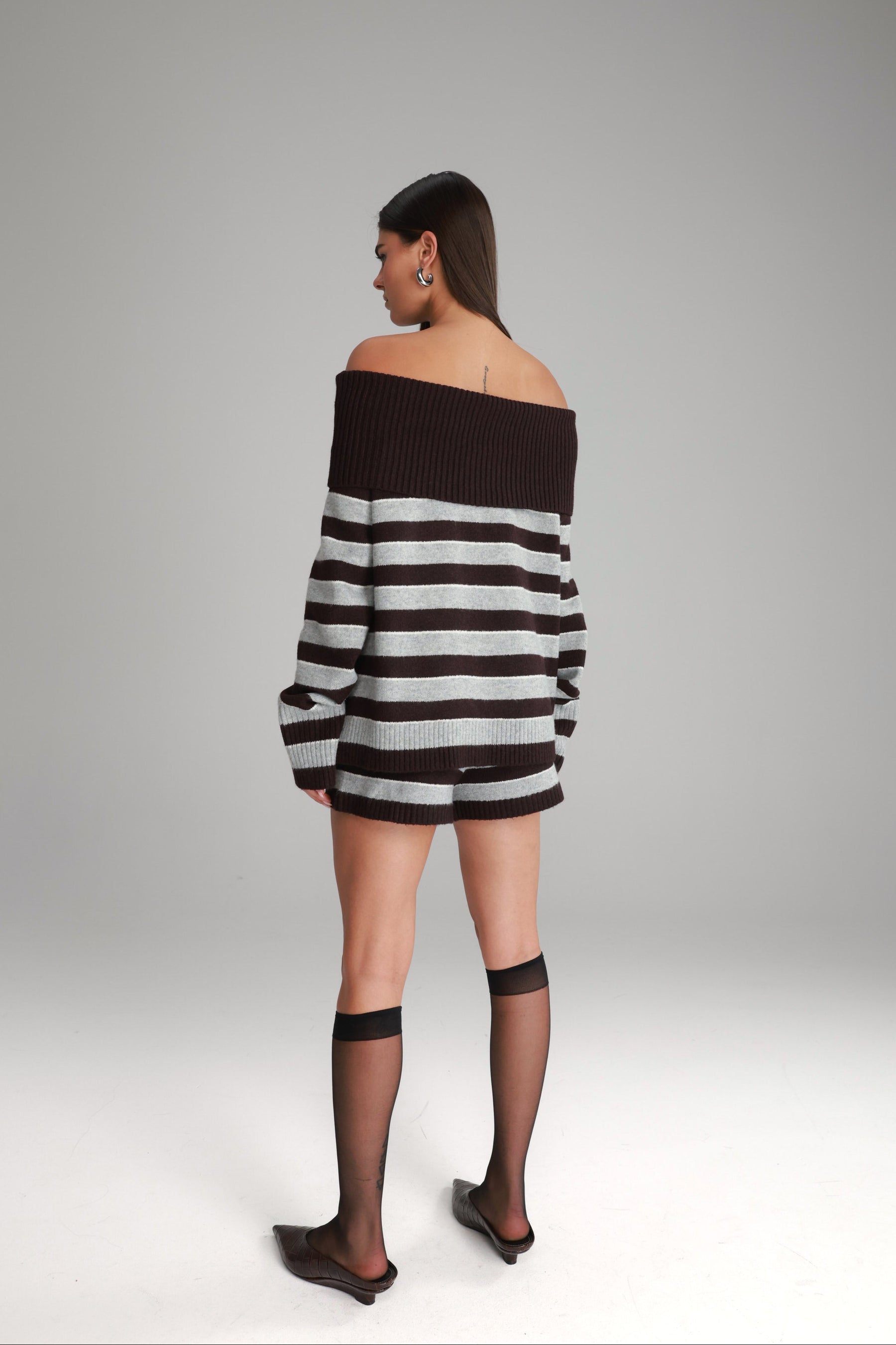 חליפת ג'וספין פסים בורדו/אפור